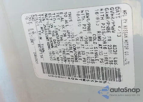 2013 Nissan Rogue S z USA, uszkodzony, nr VIN JN8AS5MT4DW028083